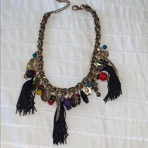 Chunky charm necklace with tassels